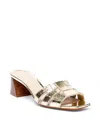 Santoni Venere Metallic Block-heel Mule Sandals In Silver
