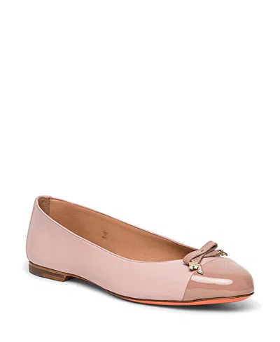 Santoni Women's Leather And Patent Leather Ballet Flat In Pink