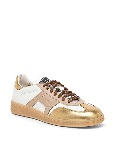 SANTONI WOMEN'S LEATHER AND SUEDE DBS OLY SNEAKER