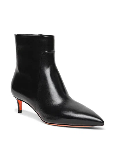 Santoni Women's Leather Ankle Boot In Black