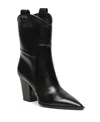 Santoni Leather Texan Ankle Boot In Black