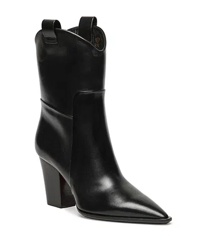 Santoni Women's Leather Ankle Boot In Black