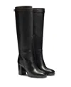 Santoni Leather High-heel Boot In Black