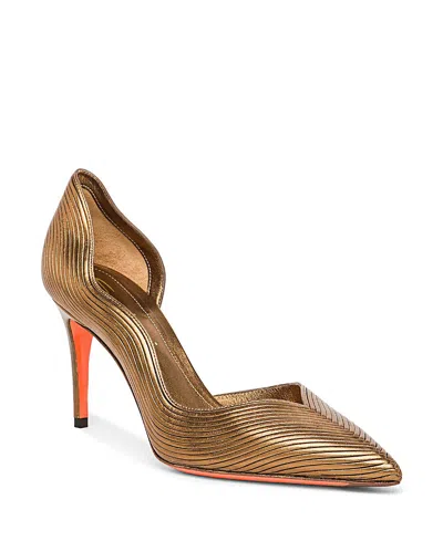 Santoni Women's Leather High-heel Pump In Gold