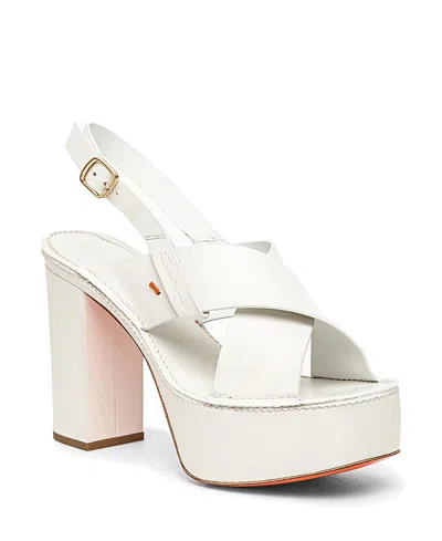 Santoni Women's Leather High-heel Sandal In White