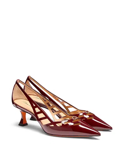 Santoni Women's Leather Mid-heel Pump In Red