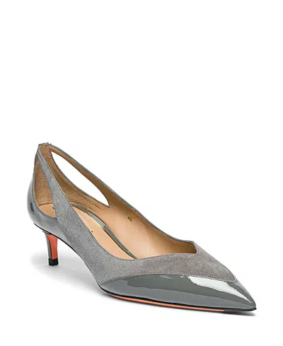 Santoni Women's Leather Mid-heel Pumps In Gray