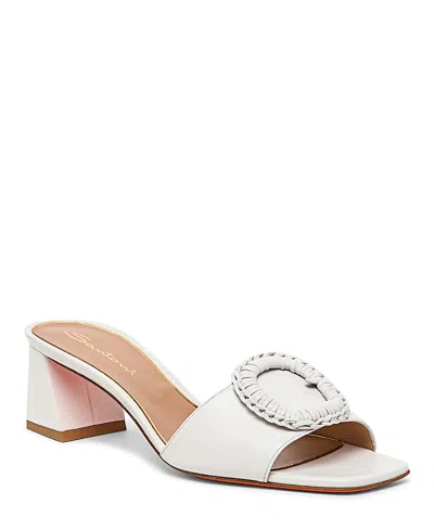 Santoni Women's Leather Mid-heel Sandal In White