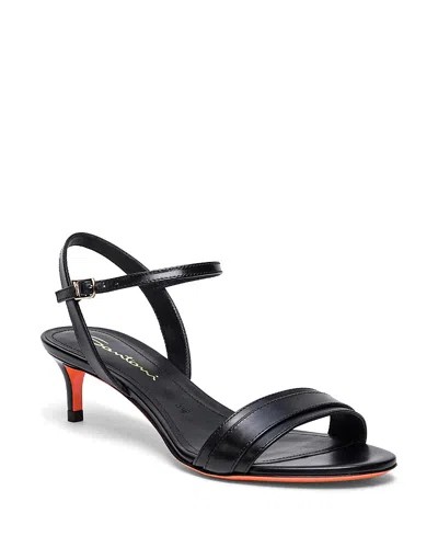 Santoni Women's Leather Mid-heel Sandals In Black