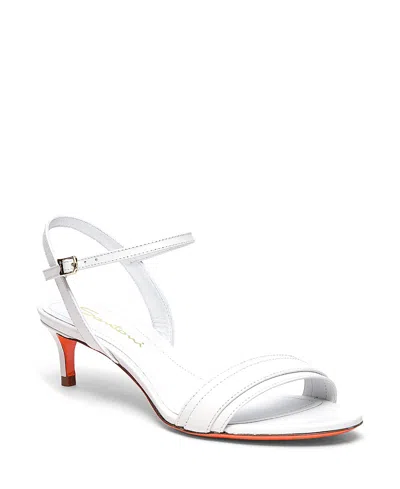 Santoni Women's Leather Mid-heel Sandals In White