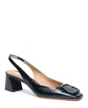 Santoni Women's Leather Mid-heel Slingback In Blue