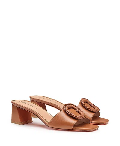 Santoni Leather Mid-heel Sandal In Brown
