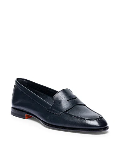 Santoni Women's Leather Penny Loafer In Blue