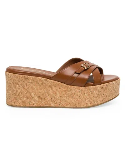 Santoni Women's Leather Platform Sandals In Multi