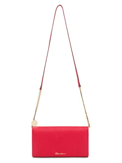 Santoni Women's Leather Wallet-on-chain Crossbody Bag In Red