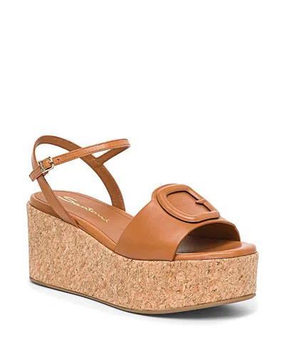 Santoni Women's Leather Wedge Sandals In Brown