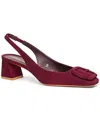 Santoni Suede Buckle Slingback Pumps In Burgundy