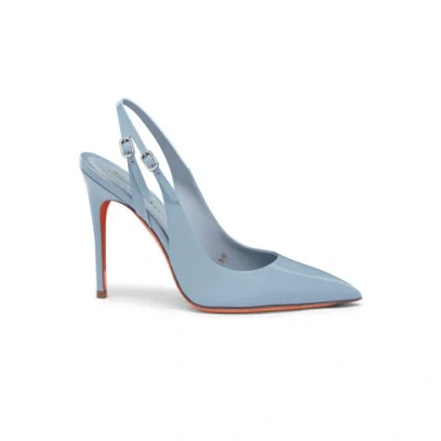 Santoni Women's Light Blue Patent Leather High-heel Slingback