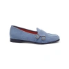 SANTONI WOMEN'S LIGHT BLUE SUEDE ANDREA DOUBLE-BUCKLE LOAFER