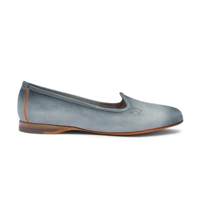 Santoni Women's Light Blue Suede Loafer