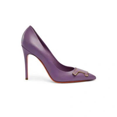 Santoni Women's Lilac Leather High-heel  Sibille Pump Purple