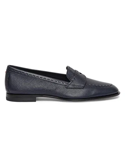 Santoni Marlene Leather Penny Loafers In Black