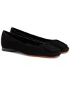 Santoni Maya Suede Buckle Ballerina Flats In Black