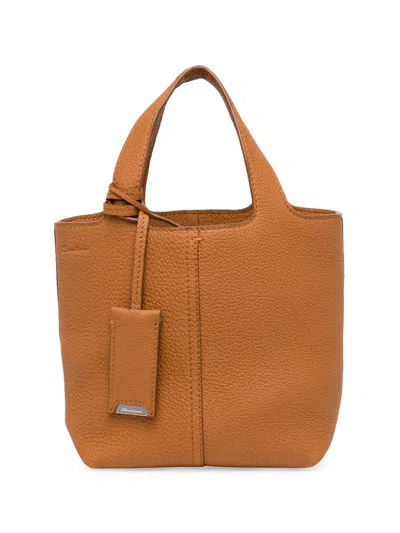 Santoni Women's Mini Chapelier Leather Tote Bag In Brown