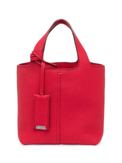 Santoni Women's Mini Chapelier Leather Tote Bag In Red