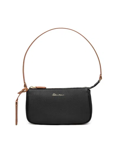 Santoni Women's Mini Leather Shoulder Bag In Black