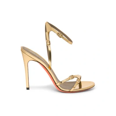 Santoni Women's Mirrored Gold High-heel Sandal