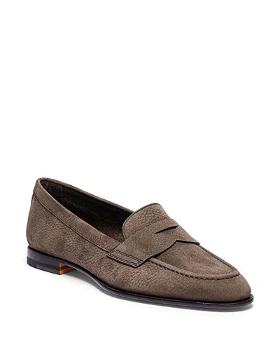 Santoni Women's Nubuck Penny Loafer In Brown
