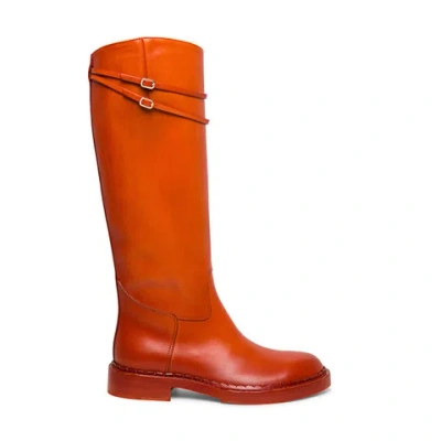 Santoni Women's Orange Leather Boot In Red