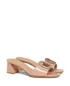 Santoni Women's Patent Leather And Crystals Mid-heel Sandals In Pink