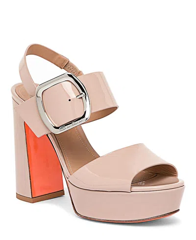 Santoni Women's Patent Leather High-heel Sandals In Pink