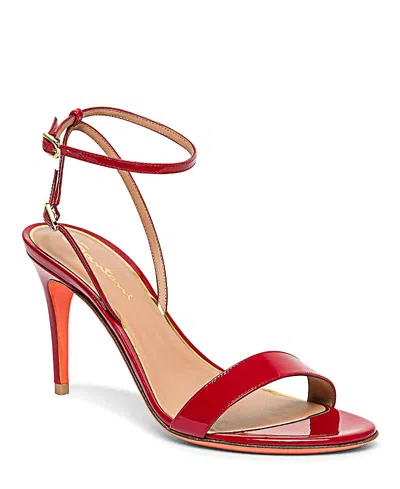 Santoni Women's Patent Leather High Heel Sandals In Red
