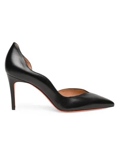 Santoni Women's Petal 85mm Leather D'orsay Pumps In Black