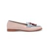 Santoni Women's Pink And Light Blue Leather Andrea Tassel Loafer In Pink