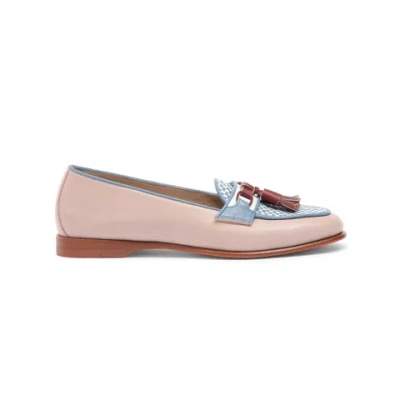 Santoni Women's Pink And Light Blue Leather Andrea Tassel Loafer