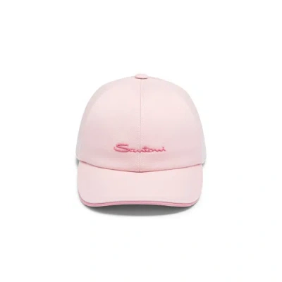 Santoni Women's Pink Cotton Baseball Cap