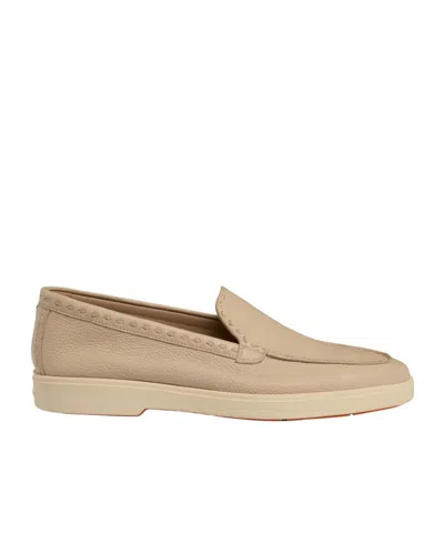 Santoni Women's Pink Tumbled Leather Loafer In Nude