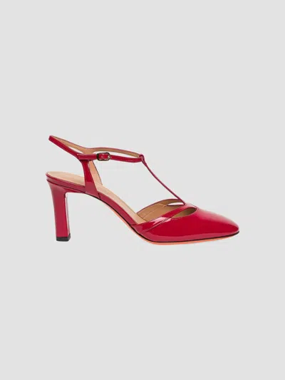 Santoni Women's Sofia Patent Leather 50mm T-strap Pumps In Red