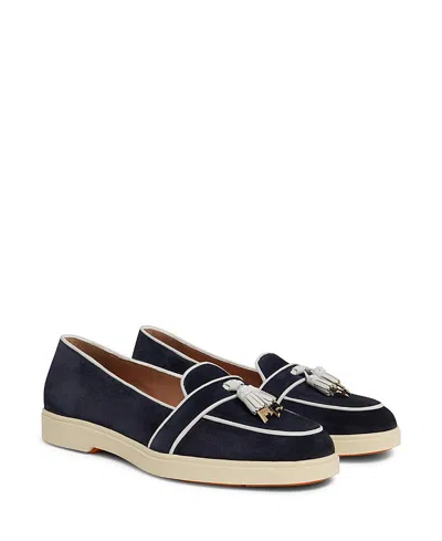 Santoni Women's Suede And Leather Tassel Loafer In Multi