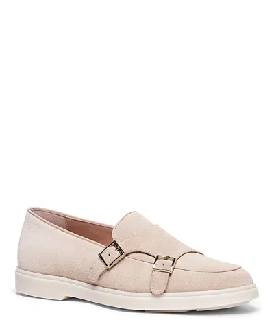 Santoni Women's Suede Double-buckle Loafer In Neutral
