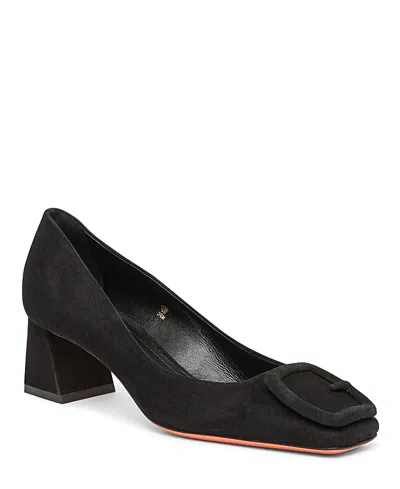 Santoni Women's Suede Low-heel Pump In Black