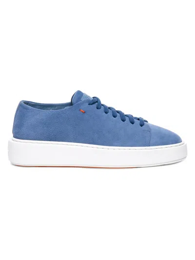Santoni Women's Suede Low-top Sneakers In Blue