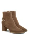 Santoni 65 Suede Ankle Boots With Strap In Brown