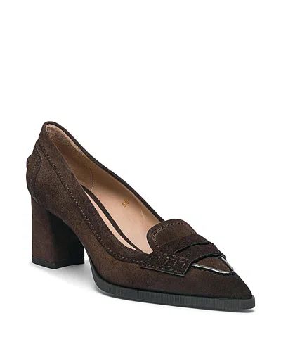 Santoni Women's Suede Mid-heel Pump In Brown