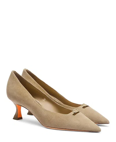 Santoni Women's Suede Mid-heel Pump In Brown