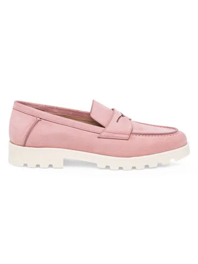 Santoni Women's Suede Penny Loafers In Pink